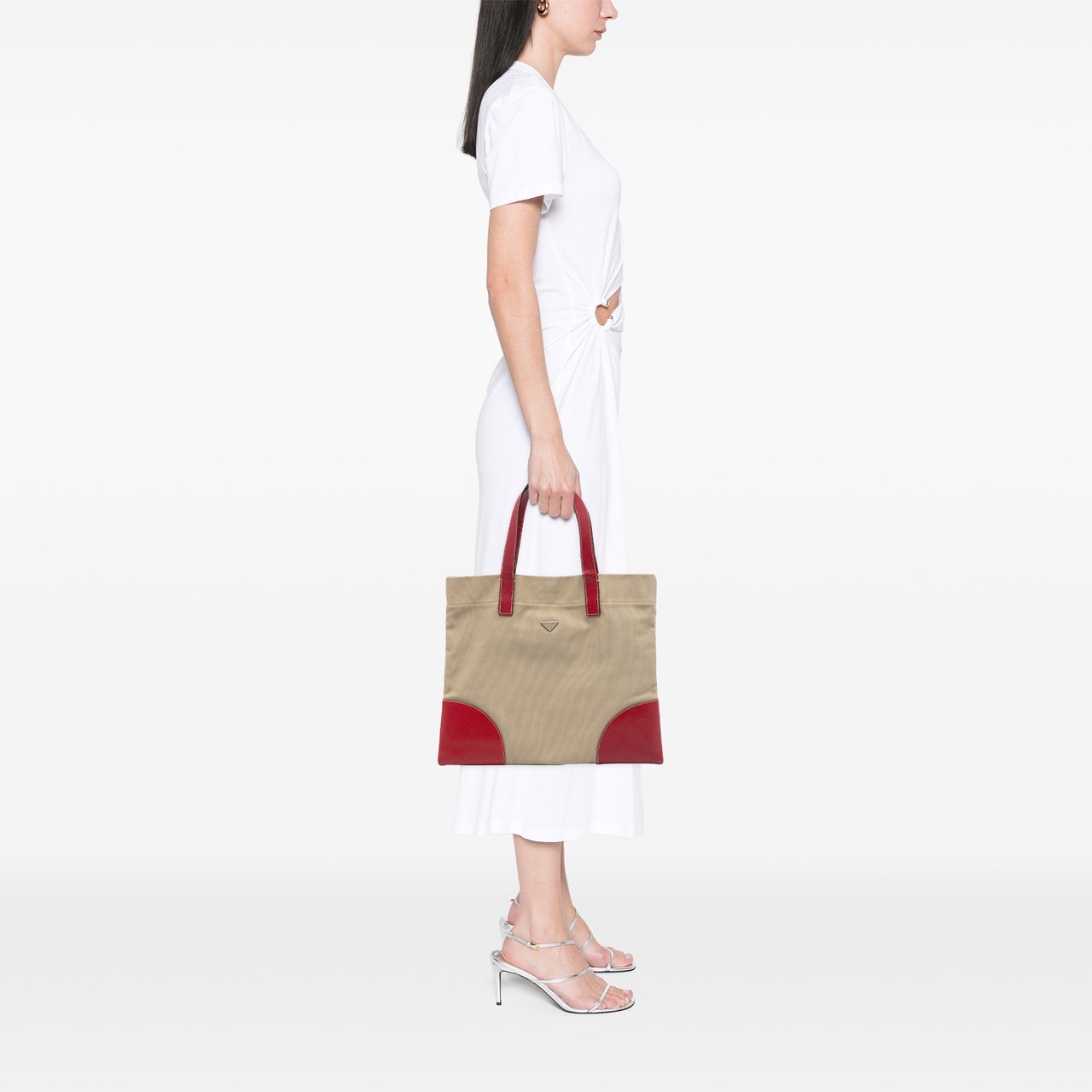 Prada Cinghiale Trimmed Canapa Tote Bruin