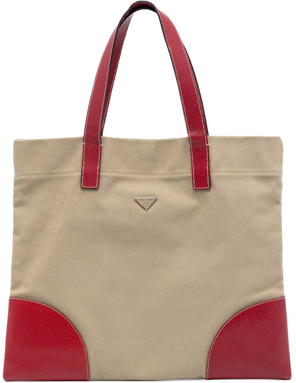 Prada Cinghiale Trimmed Canapa Tote Bruin