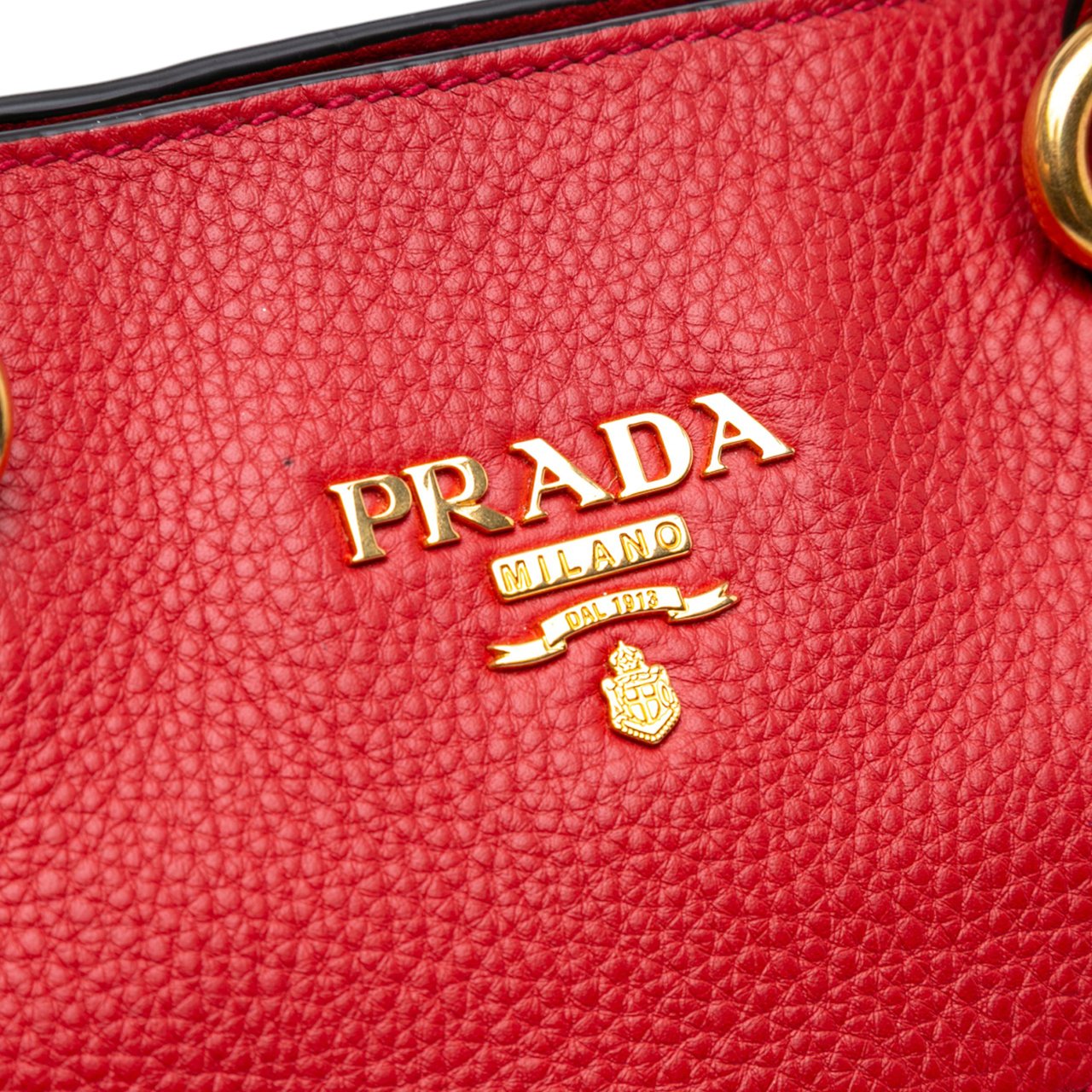 Prada Vitello Daino Open Convertible Tote Rood