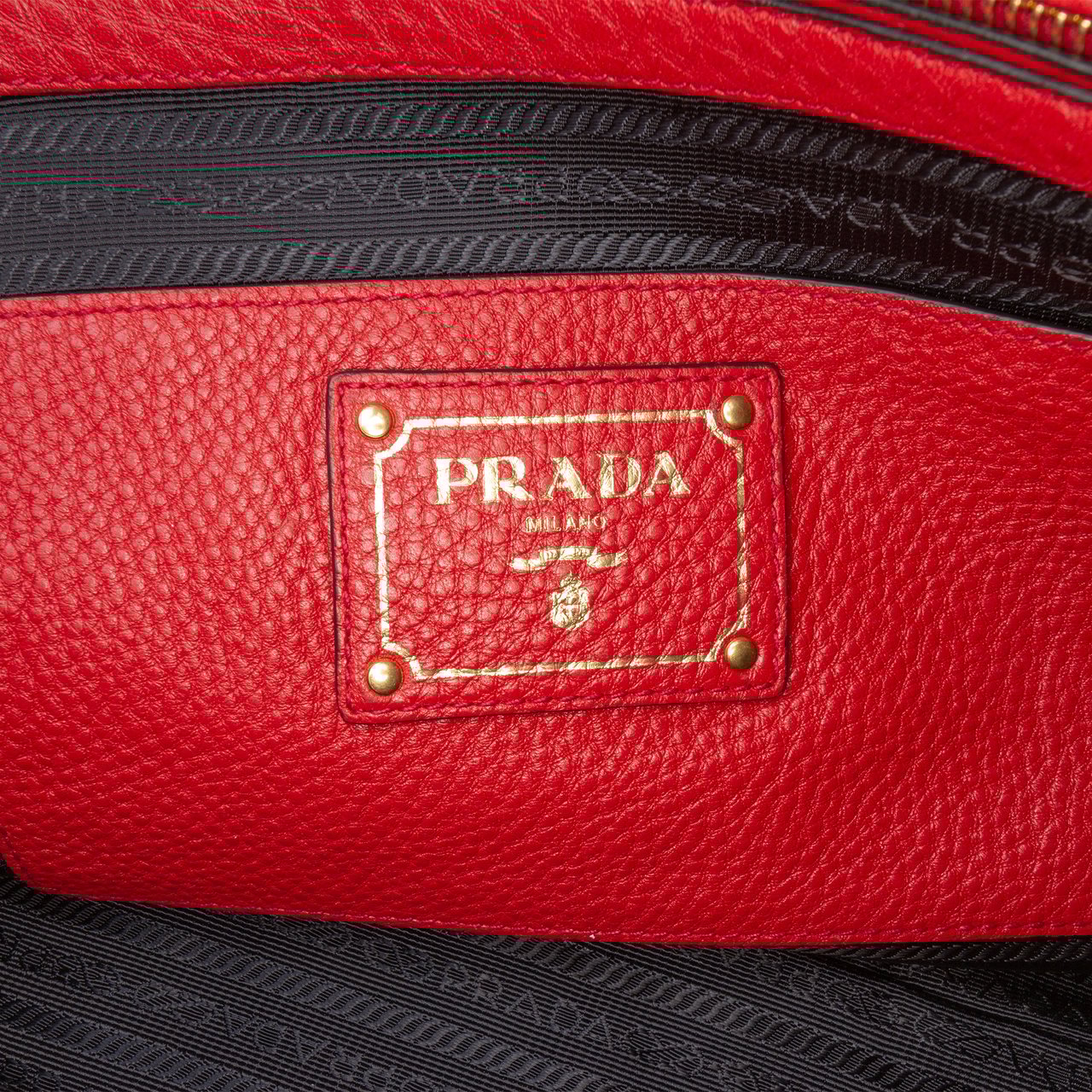 Prada Vitello Daino Open Convertible Tote Rood