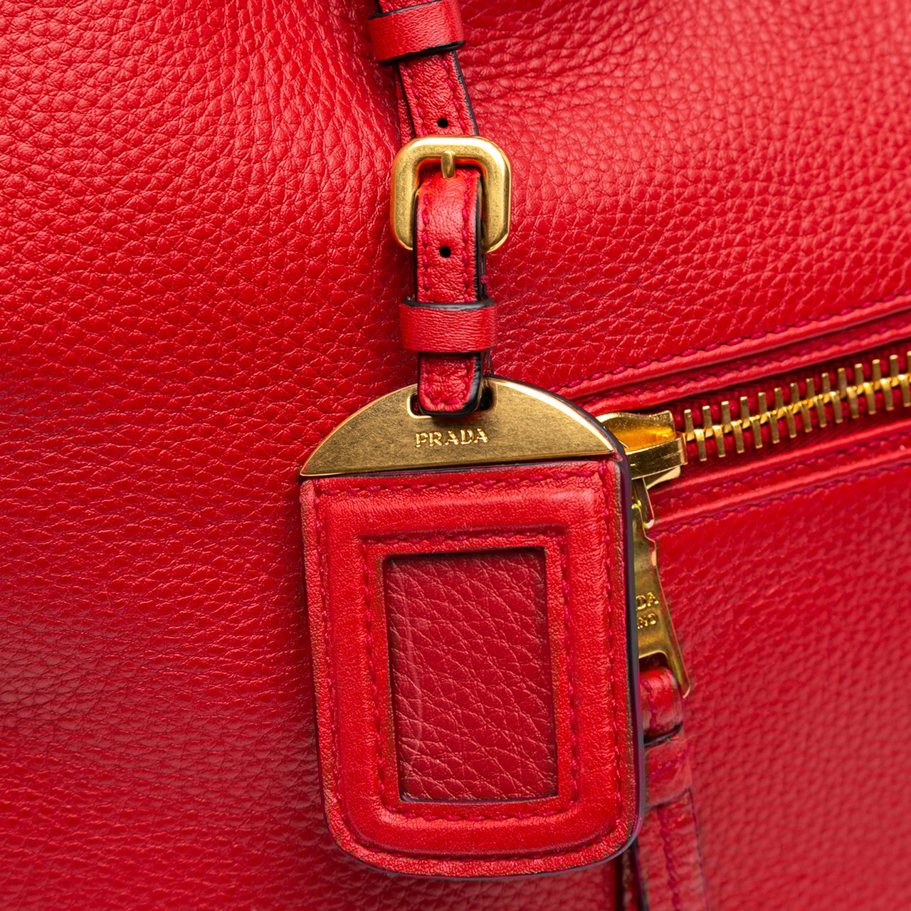 Prada Vitello Daino Open Convertible Tote Rood