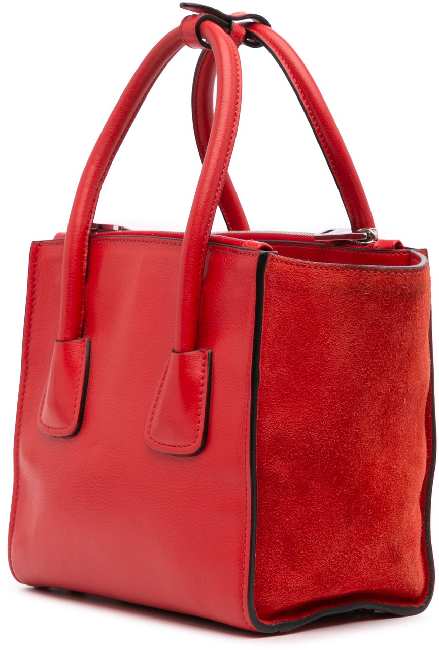 Prada Small Glace Calf Twin Pocket Satchel Rood