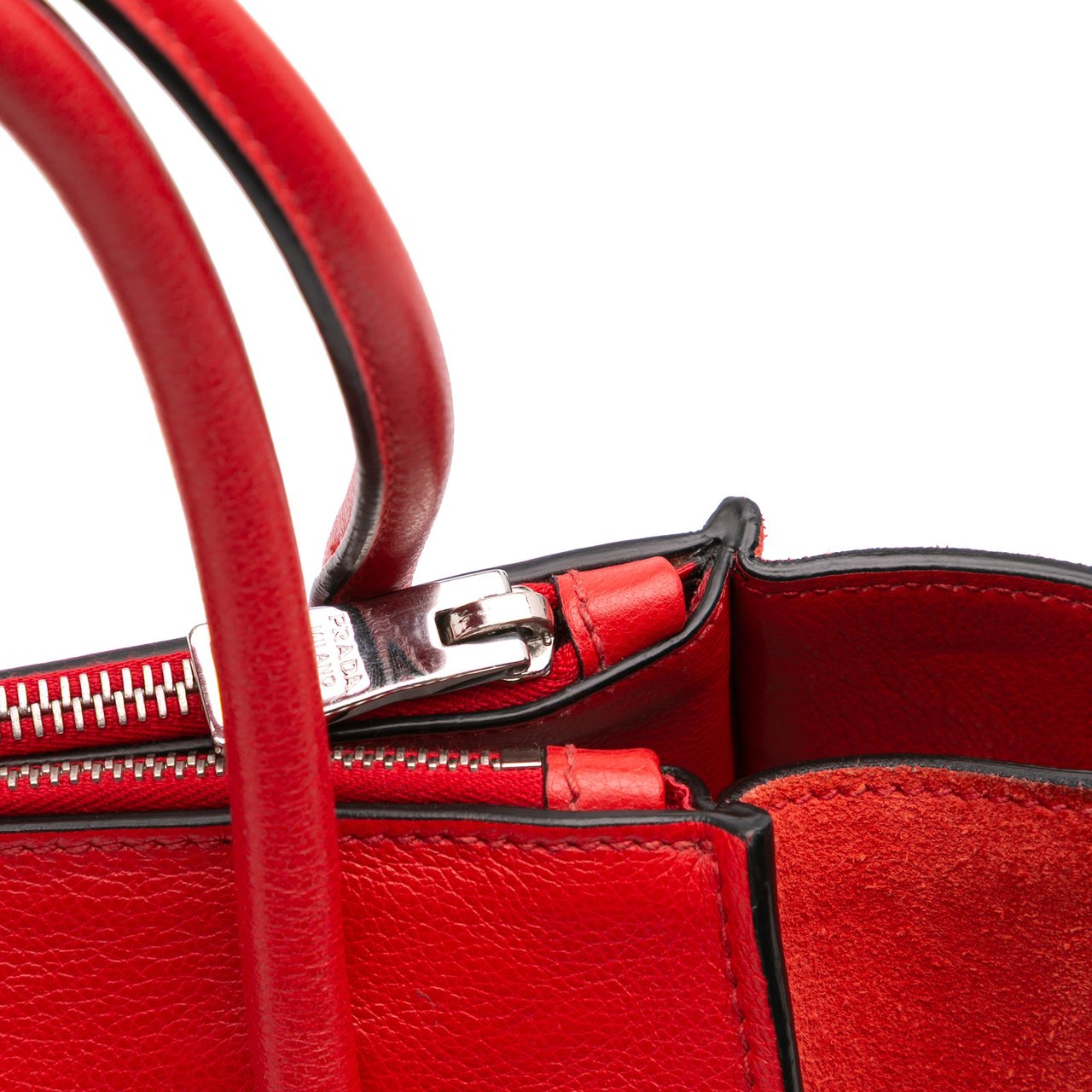 Prada Small Glace Calf Twin Pocket Satchel Rood