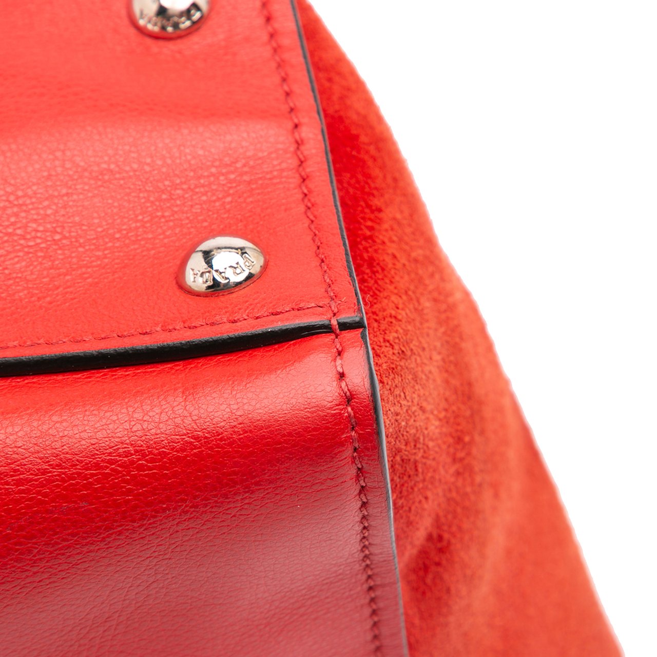 Prada Small Glace Calf Twin Pocket Satchel Rood