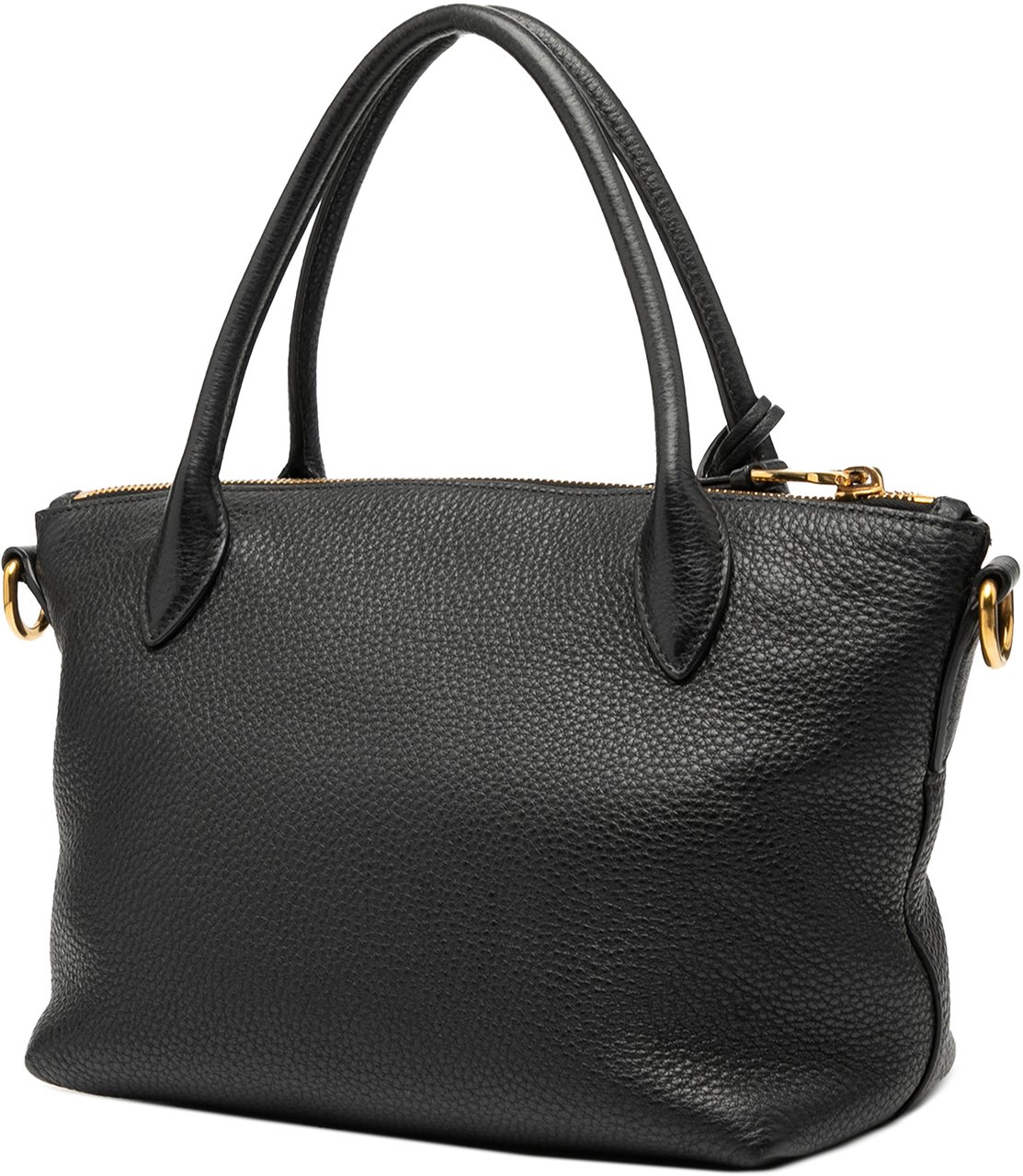 Prada Vitello Daino Zip Top Satchel Zwart