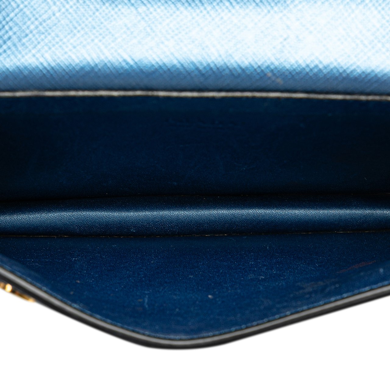 Prada Saffiano Metal Oral Phone Wallet on Chain Blauw