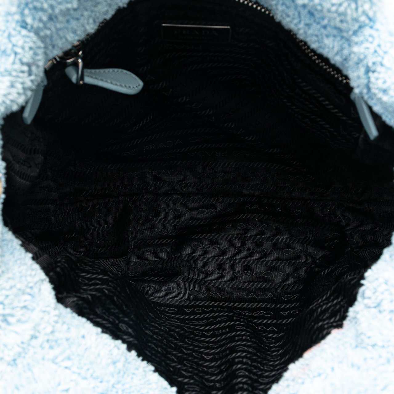 Prada Spugna Logo Terrycloth Tote Blauw