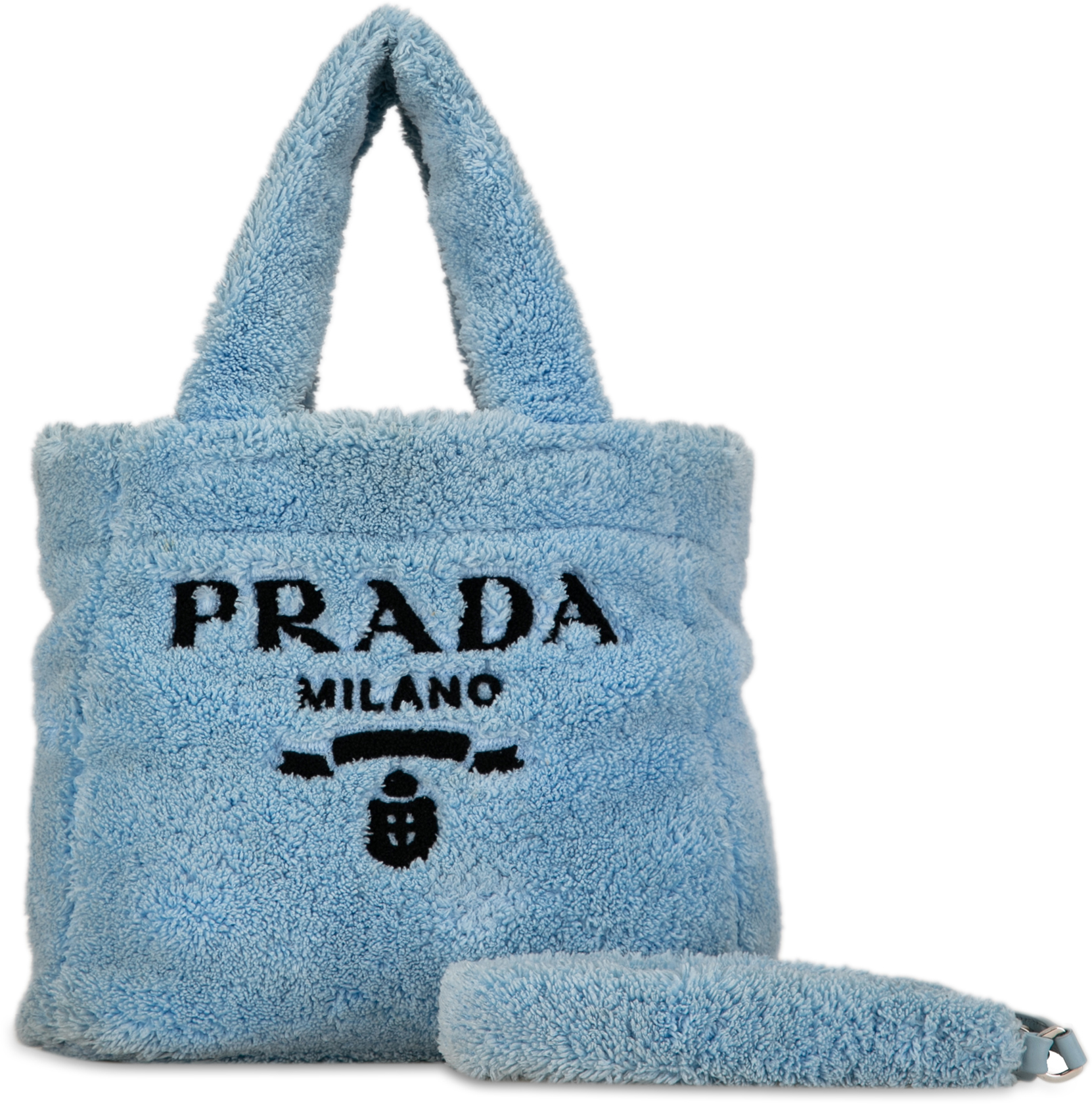 Prada Spugna Logo Terrycloth Tote Blauw