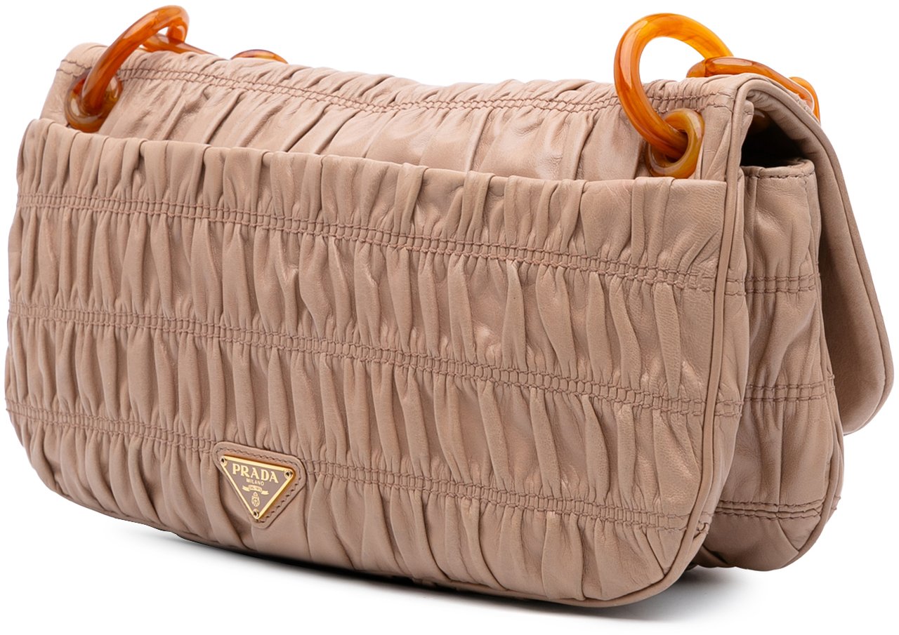 Prada Nappa Gaufre Resin Chain Shoulder Bag Bruin