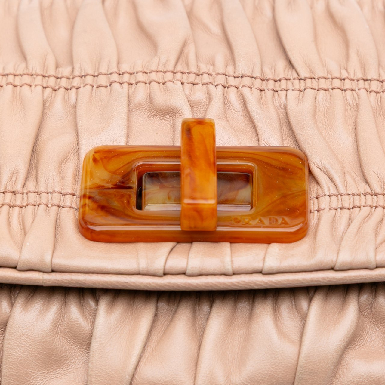 Prada Nappa Gaufre Resin Chain Shoulder Bag Bruin