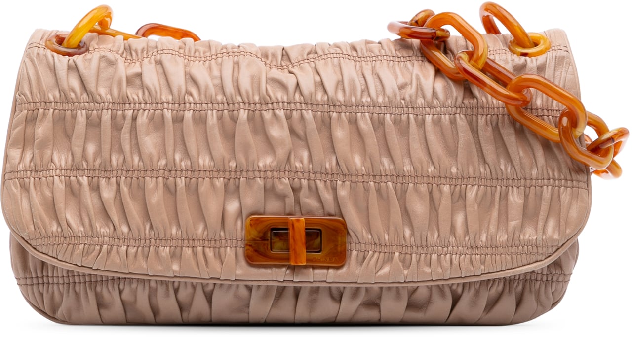 Prada Nappa Gaufre Resin Chain Shoulder Bag Bruin