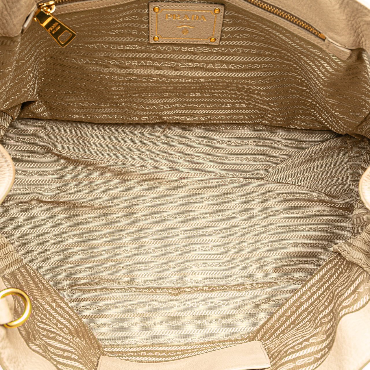 Prada Vitello Daino Open Convertible Tote Bruin