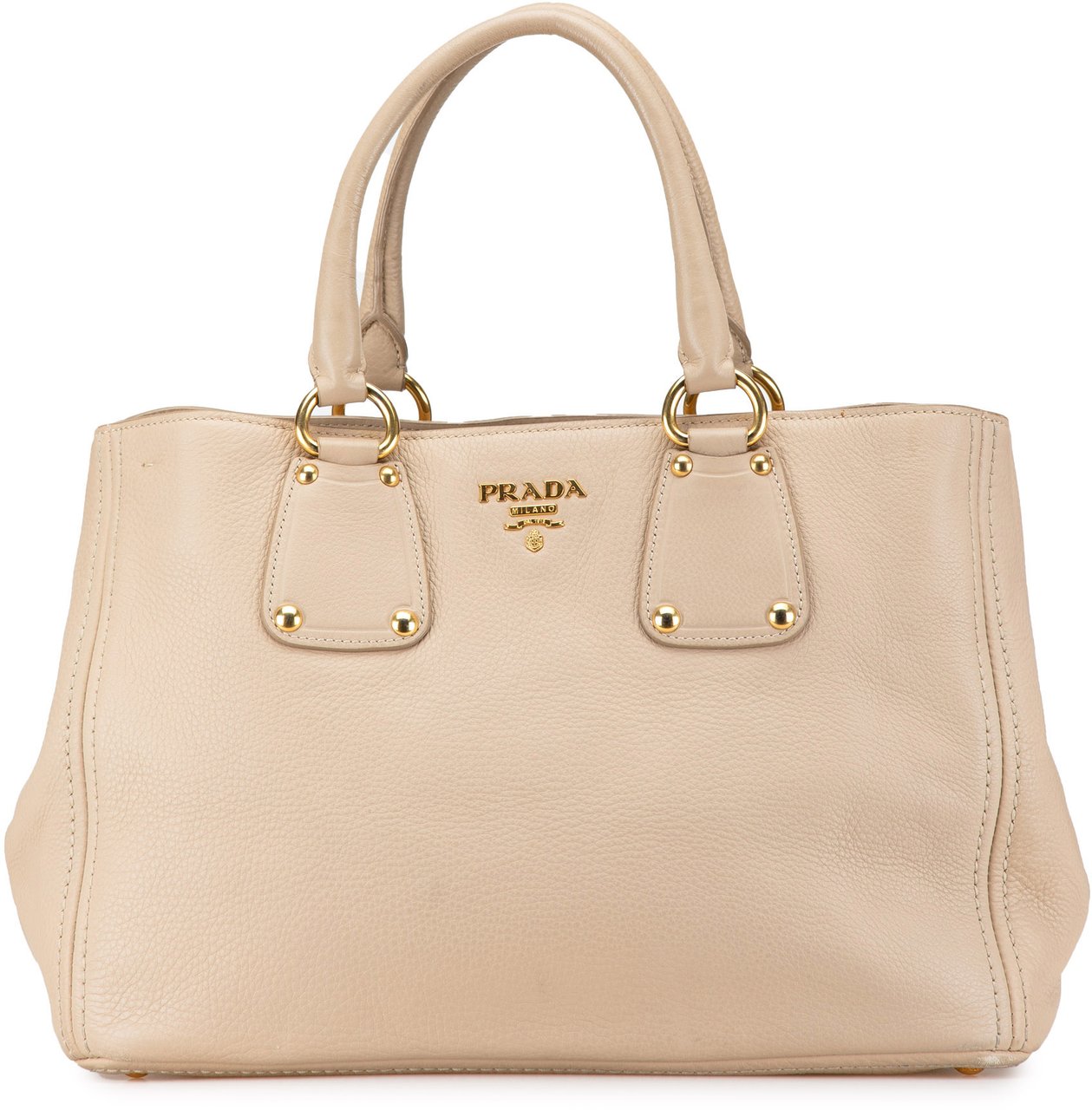 Prada Vitello Daino Open Convertible Tote Bruin