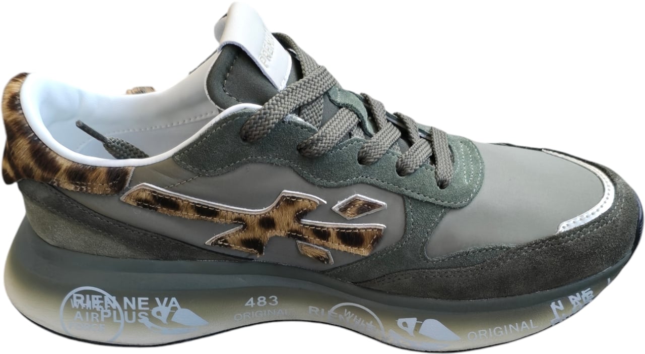 Premiata Baskets Lauryn nylon suède vert spoiler léopard Premiata Femme L-7790 Groen