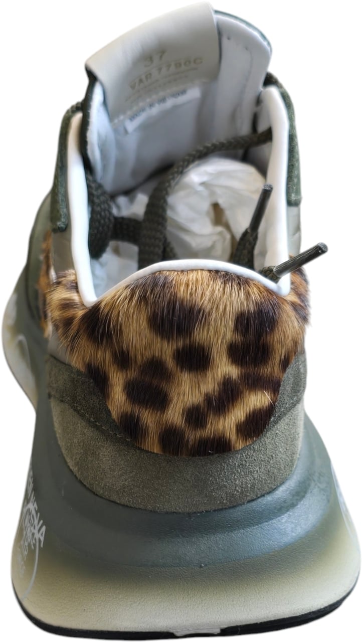 Premiata Baskets Lauryn nylon suède vert spoiler léopard Premiata Femme L-7790 Groen