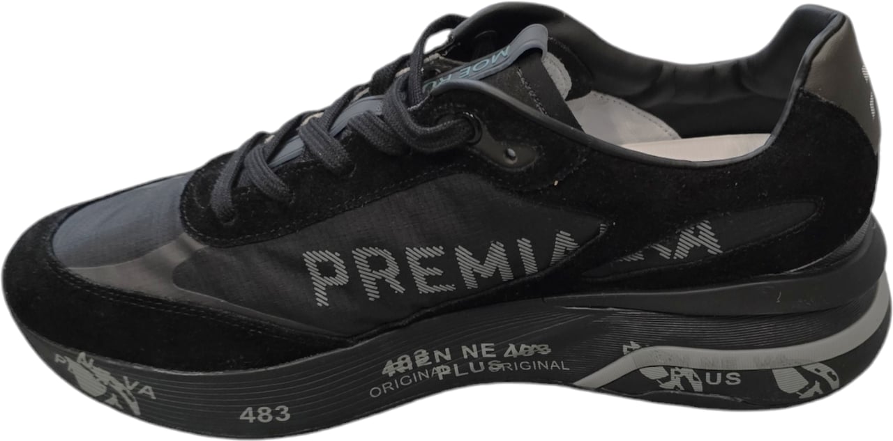 Premiata Baskets Moe Run nylon suède semelle full noir Premiata Homme 6445 Zwart