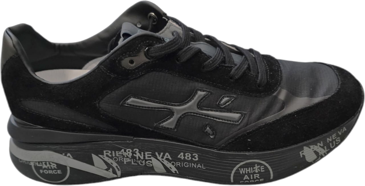 Premiata Baskets Moe Run nylon suède semelle full noir Premiata Homme 6445 Zwart