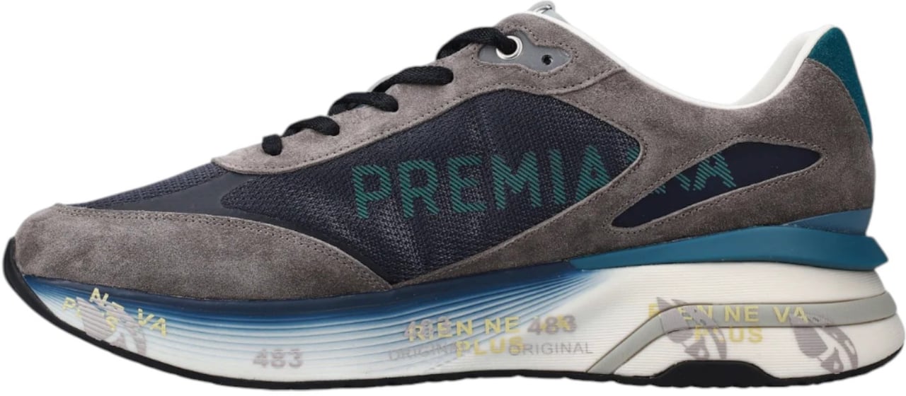 Premiata Baskets Moe Run mesh bleu suède gris logo bleu Premiata Homme MR - 7772 Divers
