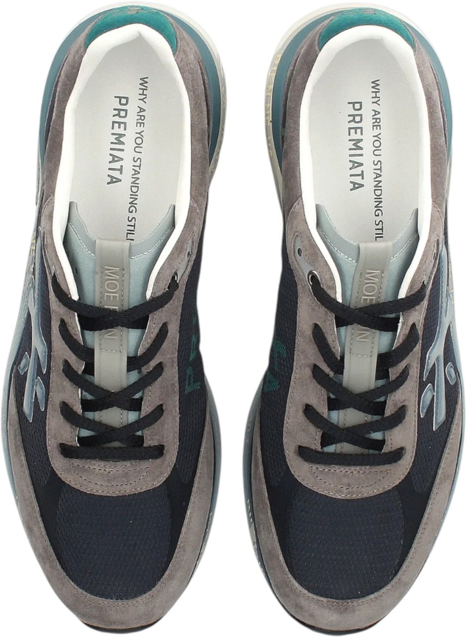 Premiata Baskets Moe Run mesh bleu suède gris logo bleu Premiata Homme MR - 7772 Divers