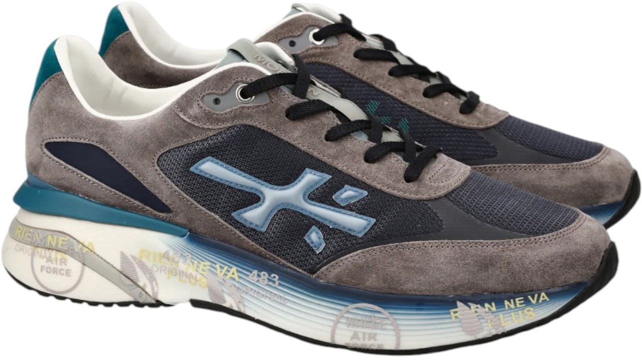 Premiata Baskets Moe Run mesh bleu suède gris logo bleu Premiata Homme MR - 7772 Divers