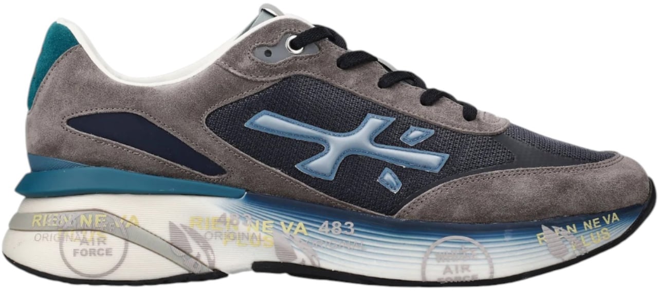 Premiata Baskets Moe Run mesh bleu suède gris logo bleu Premiata Homme MR - 7772 Divers