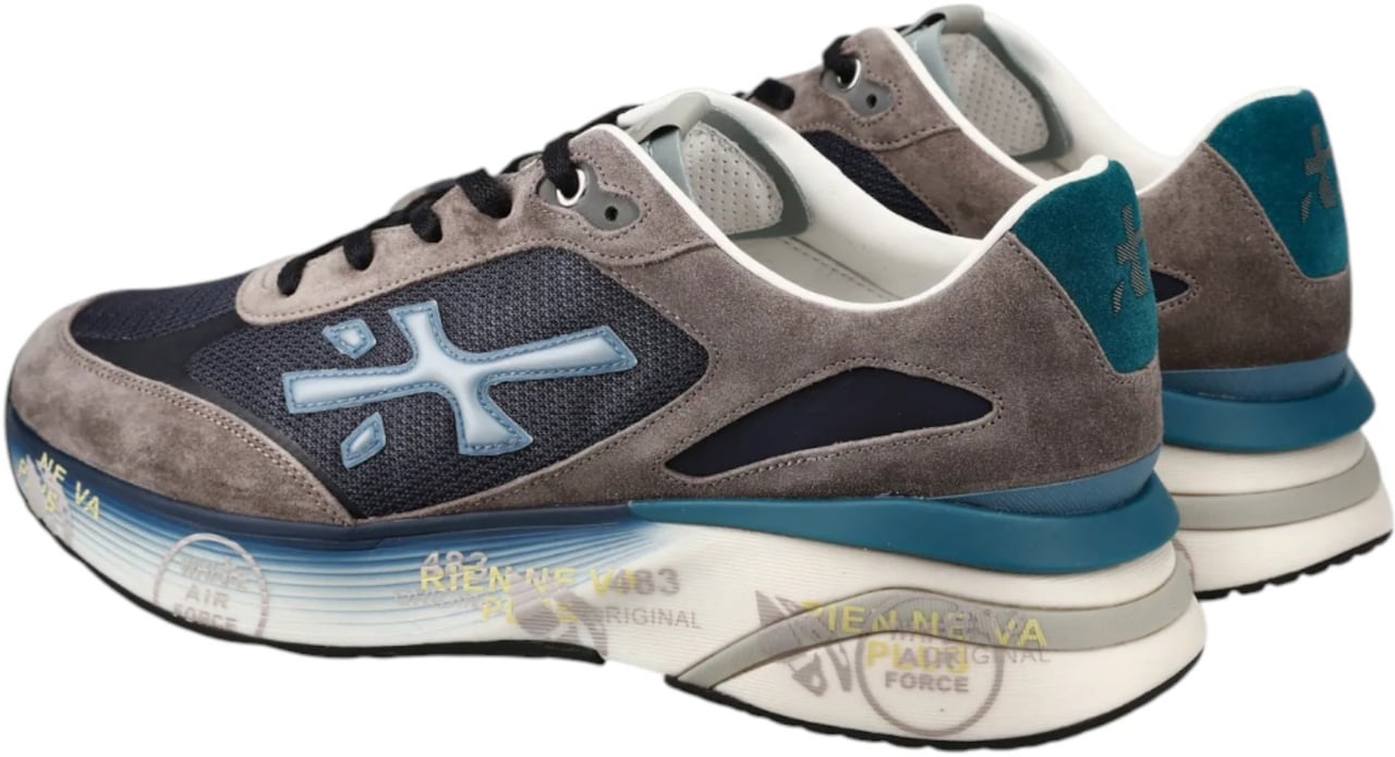 Premiata Baskets Moe Run mesh bleu suède gris logo bleu Premiata Homme MR - 7772 Divers