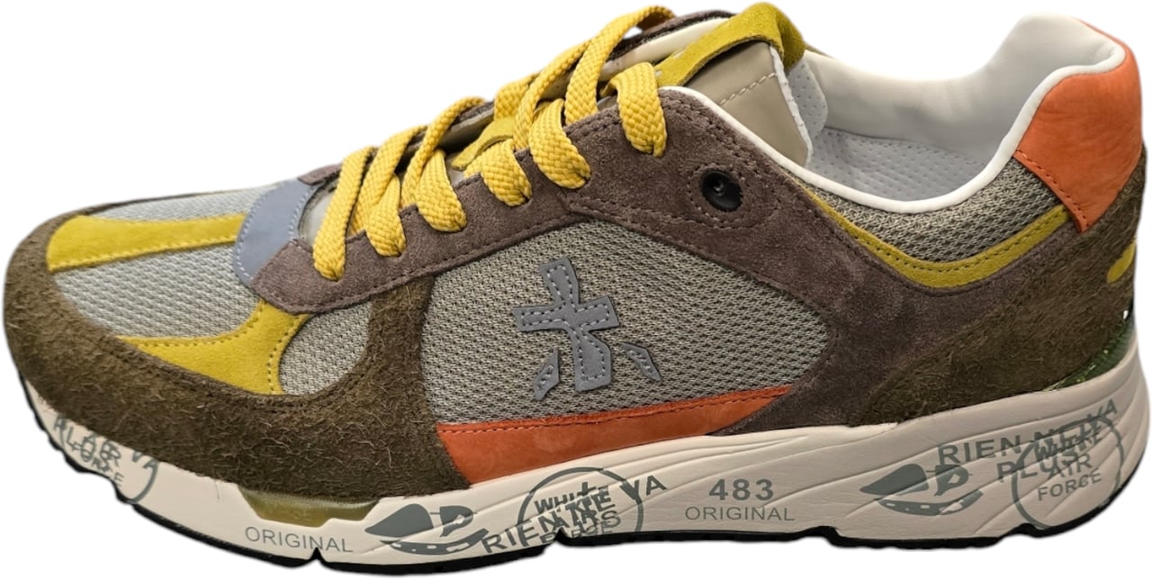 Premiata Baskets Mase suède taupe mesh vert lacets jaune Premiata Homme M-7867 Divers