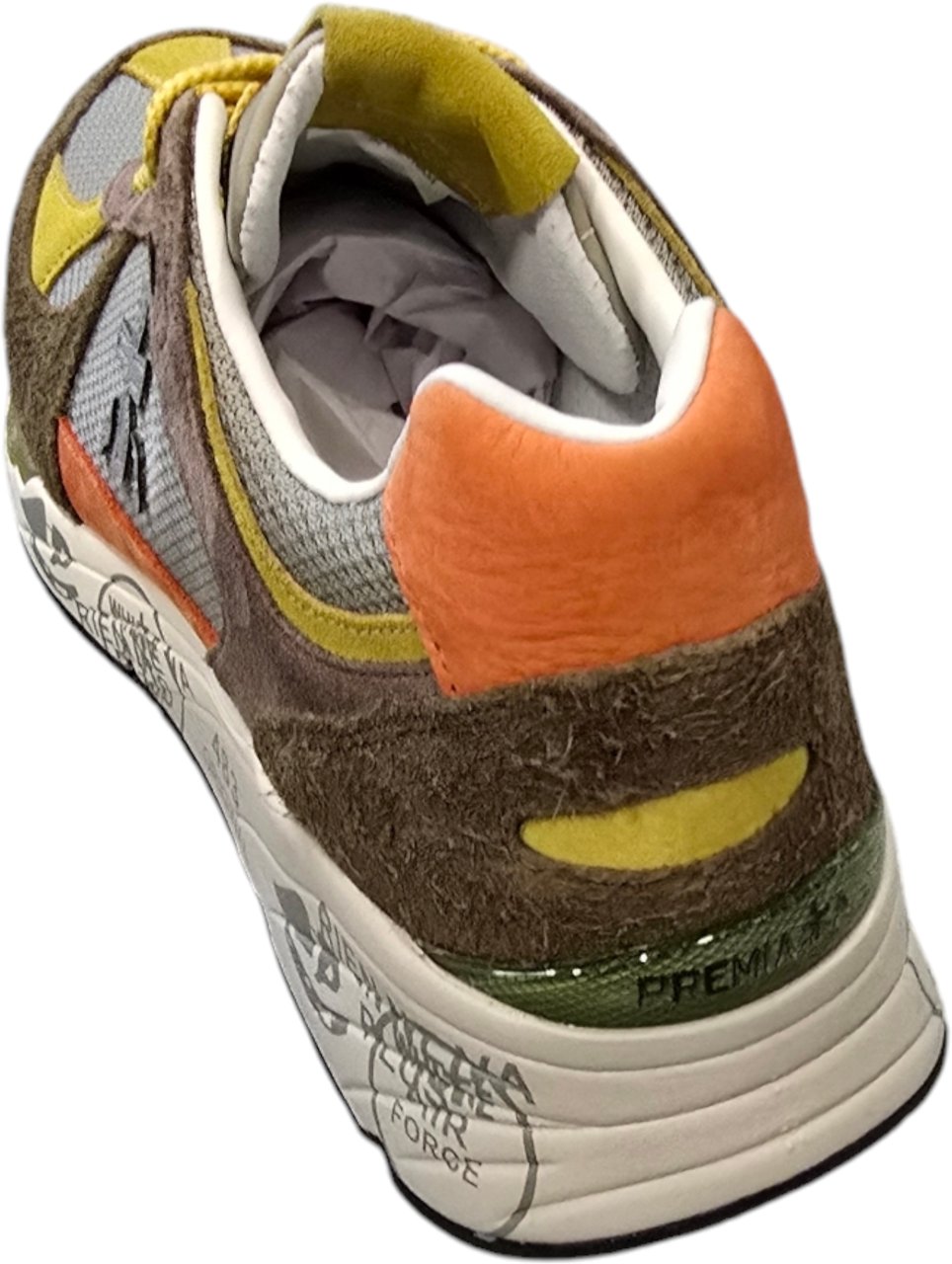 Premiata Baskets Mase suède taupe mesh vert lacets jaune Premiata Homme M-7867 Divers