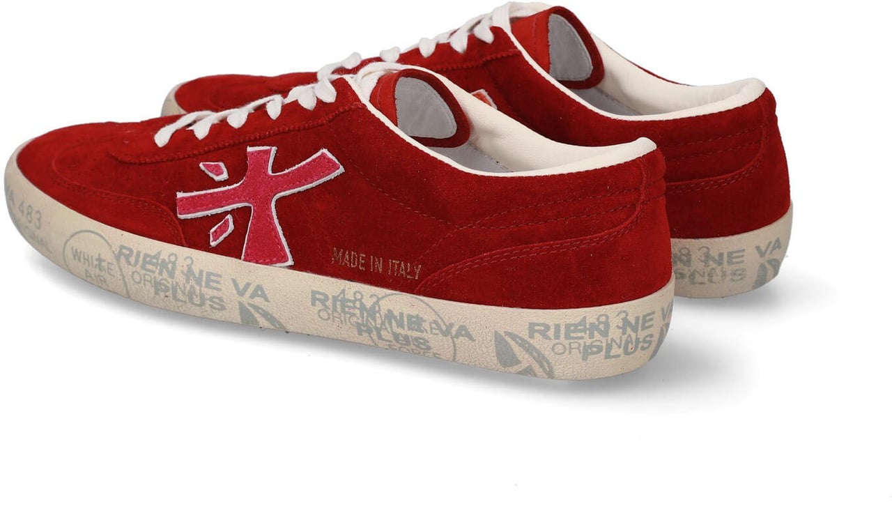 Premiata Sneakers cuir suède rouge logo orange rose David Premiata Femme 8102 baskets Rood