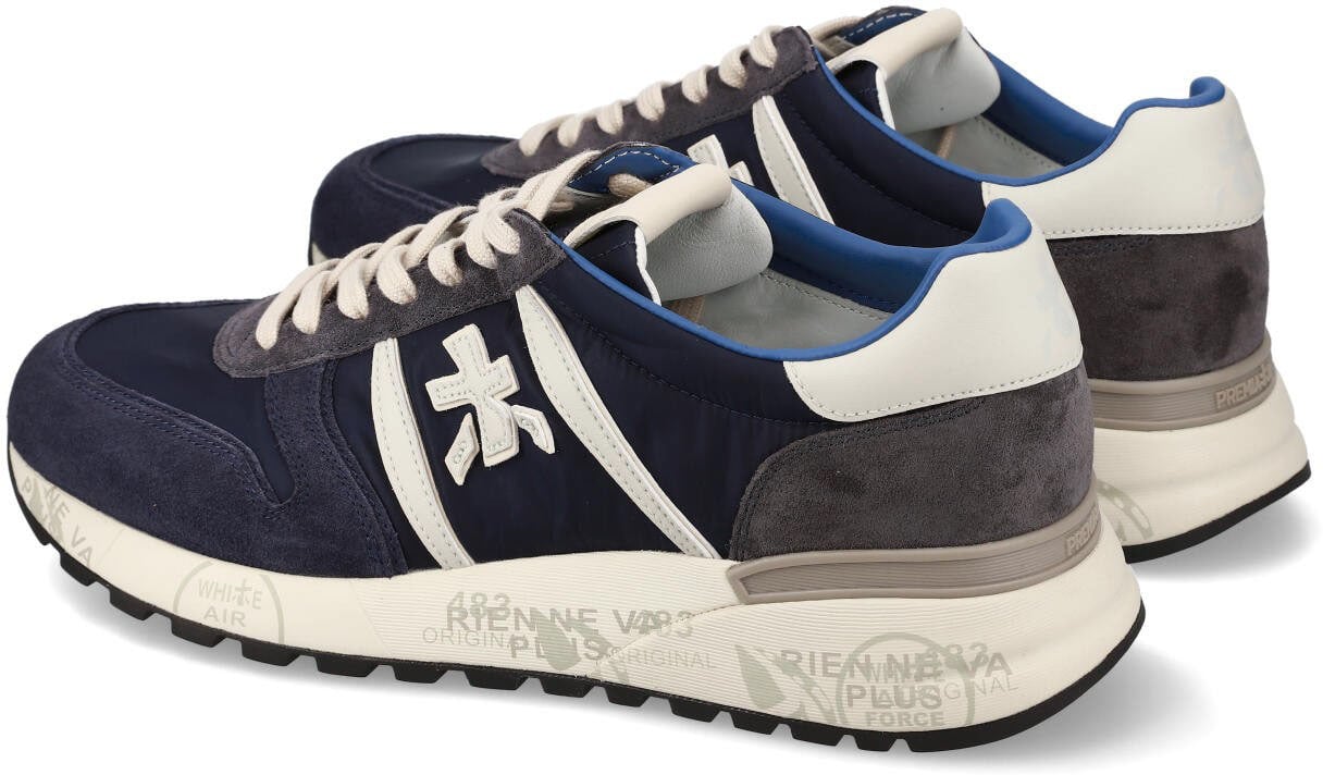 Premiata Baskets Lander nylon suède navy logo spoiler cuir blanc Premiata Homme 7204 Sneakers Divers
