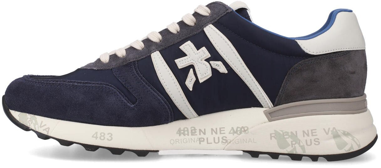 Premiata Baskets Lander nylon suède navy logo spoiler cuir blanc Premiata Homme 7204 Sneakers Divers