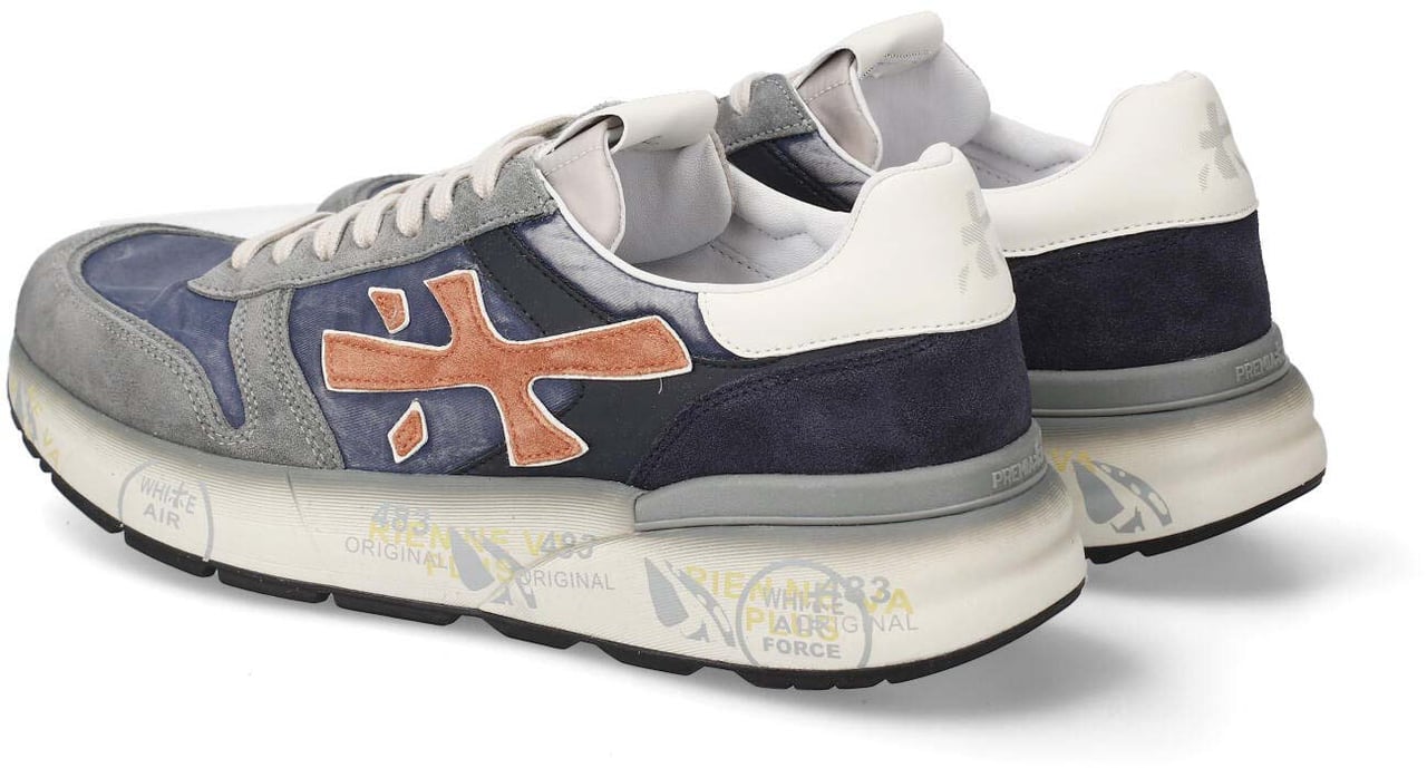 Premiata Baskets Mick toile suède bleu délavé logo brique Premiata homme 7215 sneakers Divers