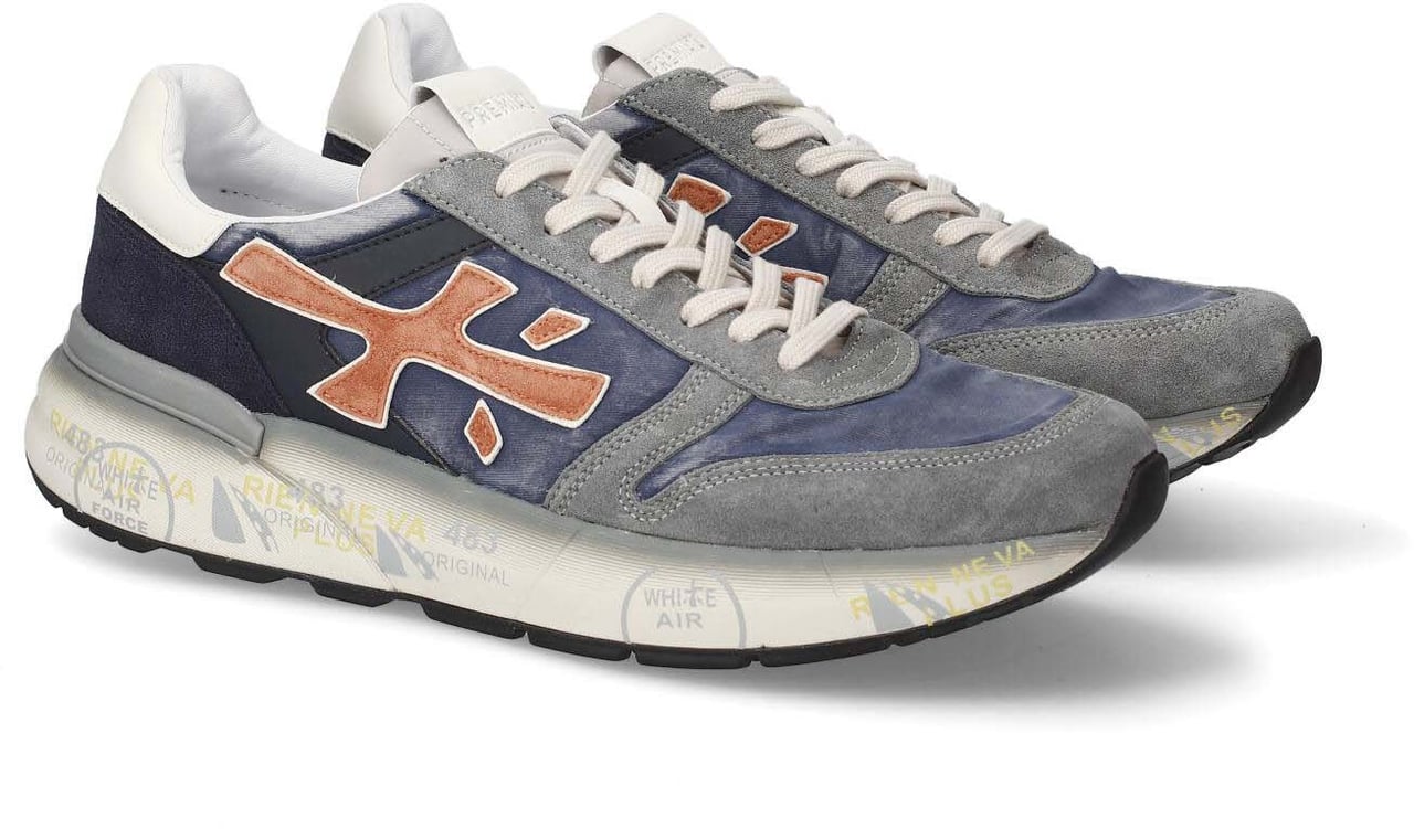 Premiata Baskets Mick toile suède bleu délavé logo brique Premiata homme 7215 sneakers Divers