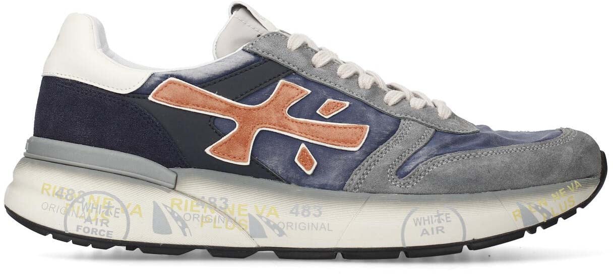 Premiata Baskets Mick toile suède bleu délavé logo brique Premiata homme 7215 sneakers Divers