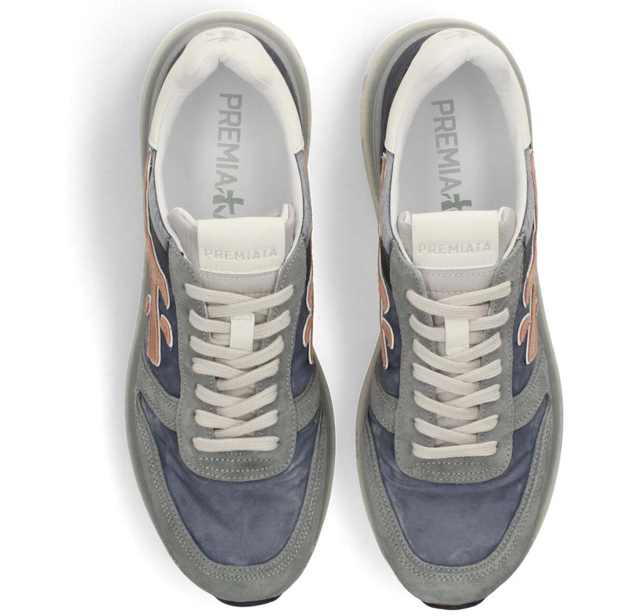 Premiata Baskets Mick toile suède bleu délavé logo brique Premiata homme 7215 sneakers Divers