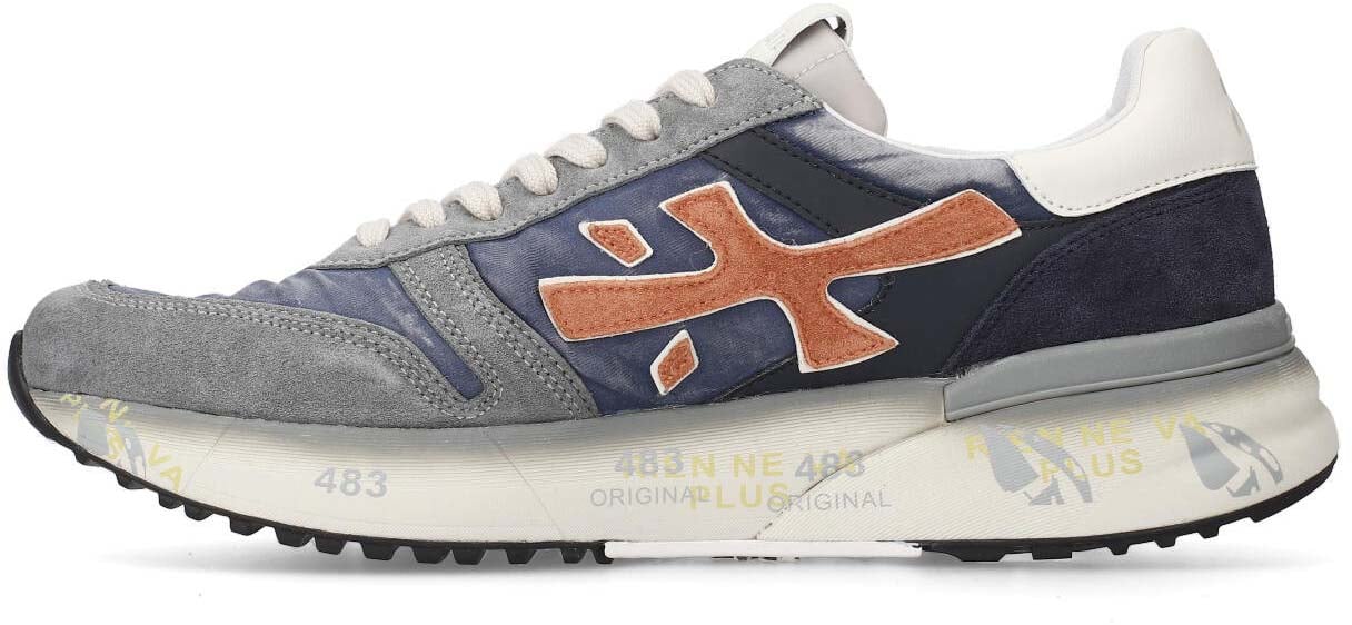 Premiata Baskets Mick toile suède bleu délavé logo brique Premiata homme 7215 sneakers Divers