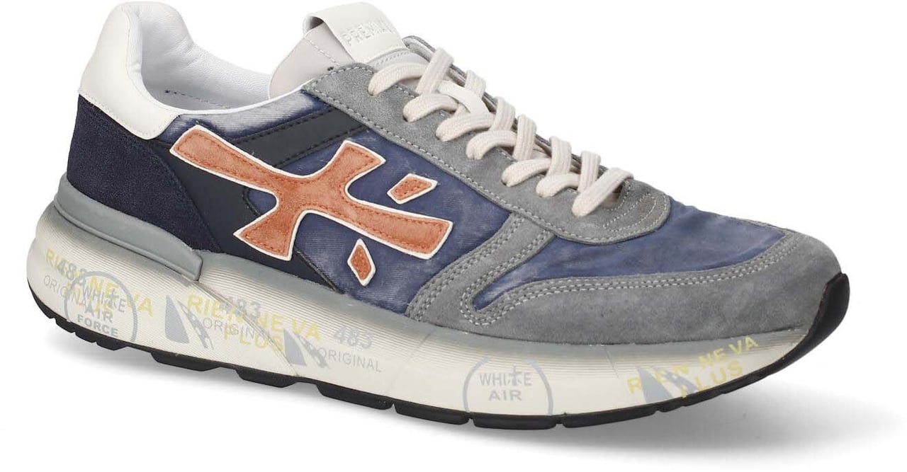 Premiata Baskets Mick toile suède bleu délavé logo brique Premiata homme 7215 sneakers Divers