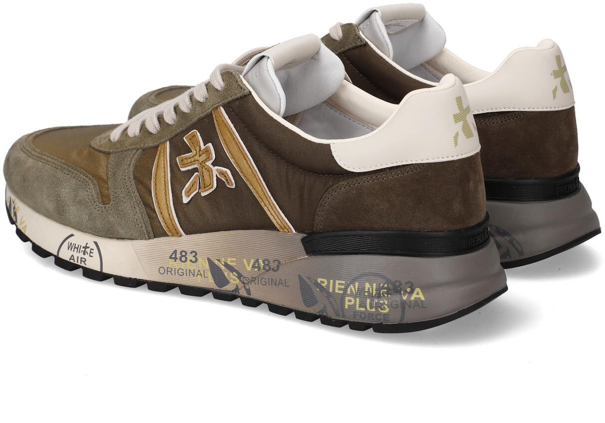 Premiata Baskets Lander nylon suède vert logo vert spoiler blanc Premiata Homme 8009 Sneakers Divers