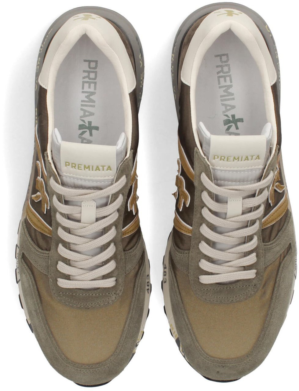 Premiata Baskets Lander nylon suède vert logo vert spoiler blanc Premiata Homme 8009 Sneakers Divers