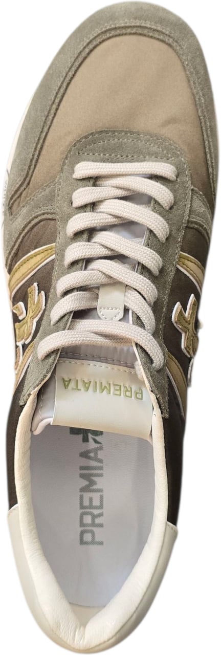 Premiata Baskets Lander nylon suède vert logo vert spoiler blanc Premiata Homme 8009 Sneakers Divers