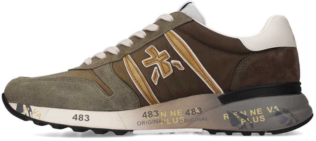 Premiata Baskets Lander nylon suède vert logo vert spoiler blanc Premiata Homme 8009 Sneakers Divers
