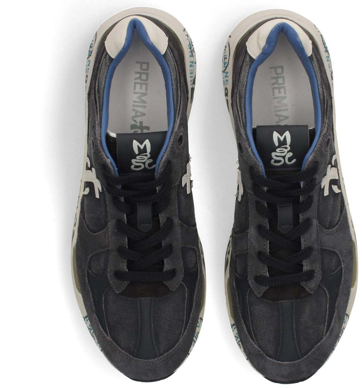 Premiata Baskets Mase toile cuir bleu délavé spoiler blanc Premiata Homme 8014 sneakers Divers