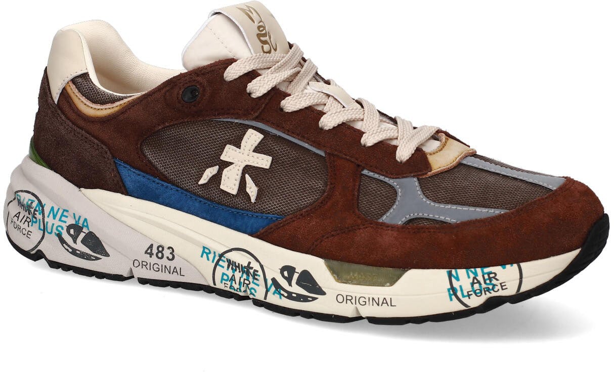 Premiata Baskets Mase toile suède choco cuir lavande Premiata Homme 8026 Divers