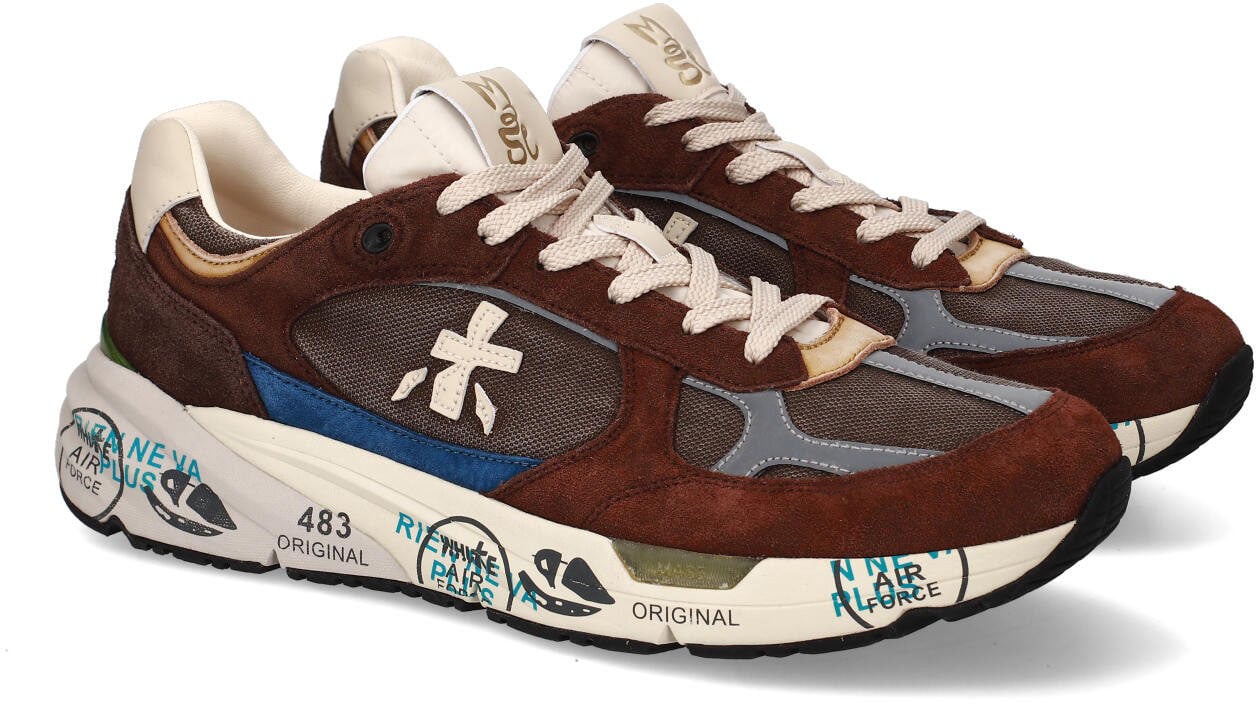 Premiata Baskets Mase toile suède choco cuir lavande Premiata Homme 8026 Divers