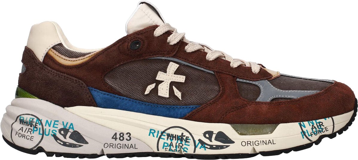 Premiata Baskets Mase toile suède choco cuir lavande Premiata Homme 8026 Divers