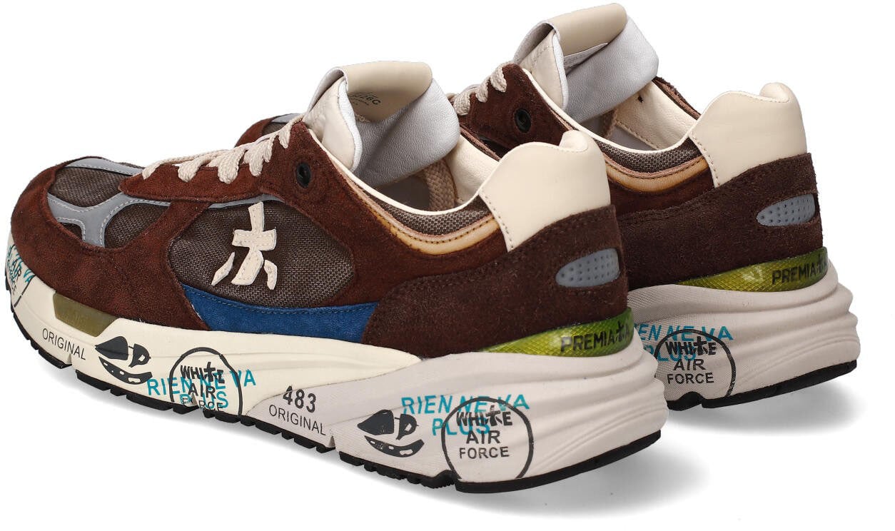 Premiata Baskets Mase toile suède choco cuir lavande Premiata Homme 8026 Divers