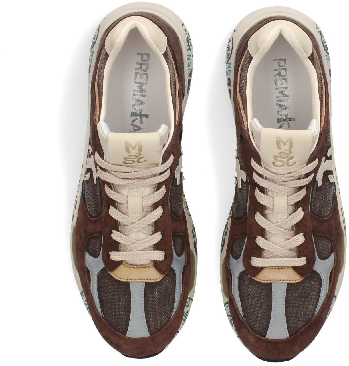 Premiata Baskets Mase toile suède choco cuir lavande Premiata Homme 8026 Divers