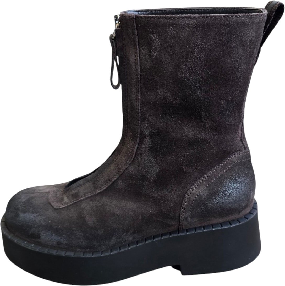 Premiata Bottines plateau suède vieilli choco zip avant Premiata Femme M7144 Divers