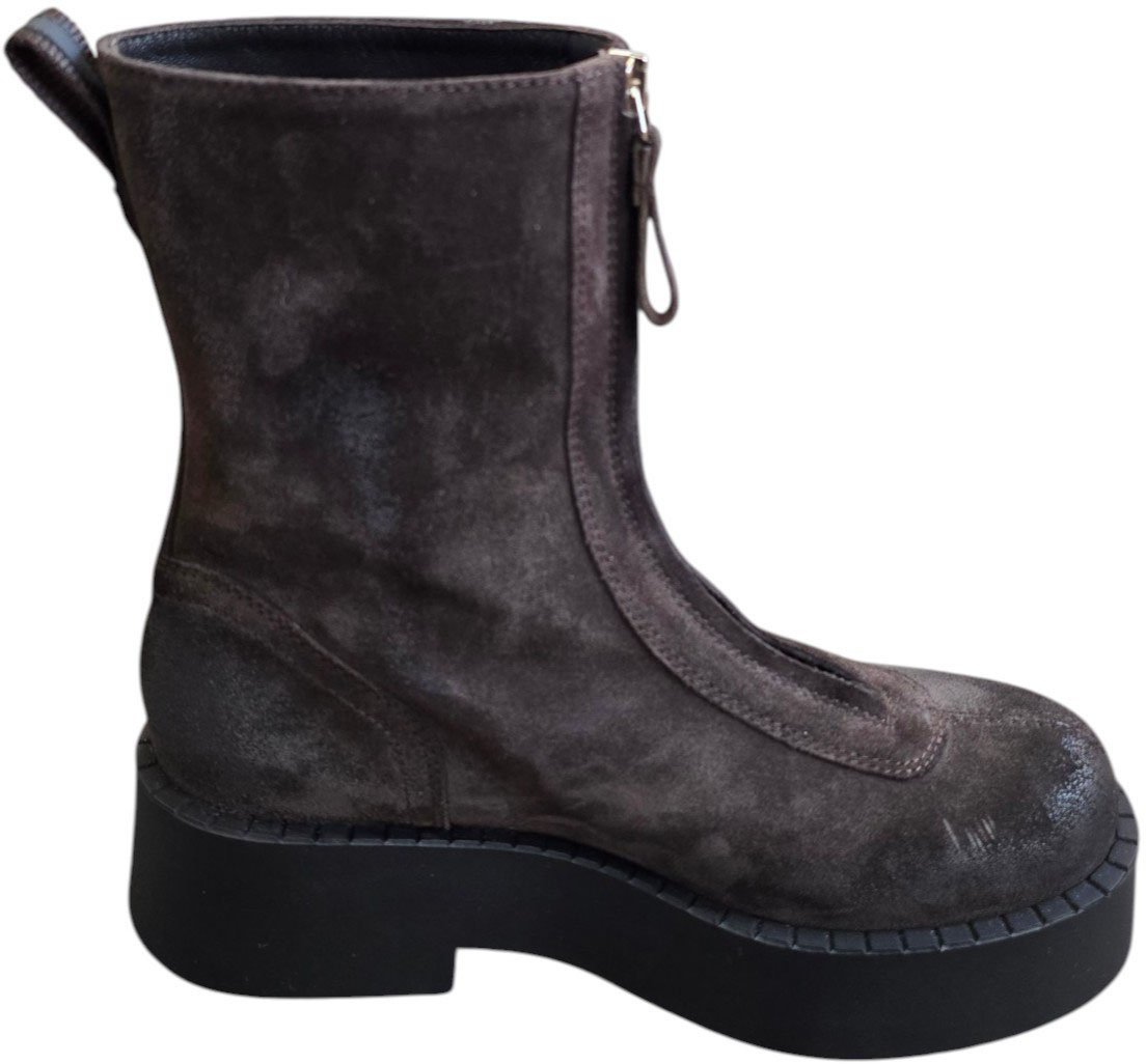 Premiata Bottines plateau suède vieilli choco zip avant Premiata Femme M7144 Divers