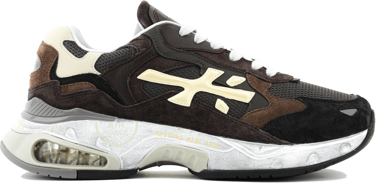 Premiata Sharky Sneaker Black Brown Zwart